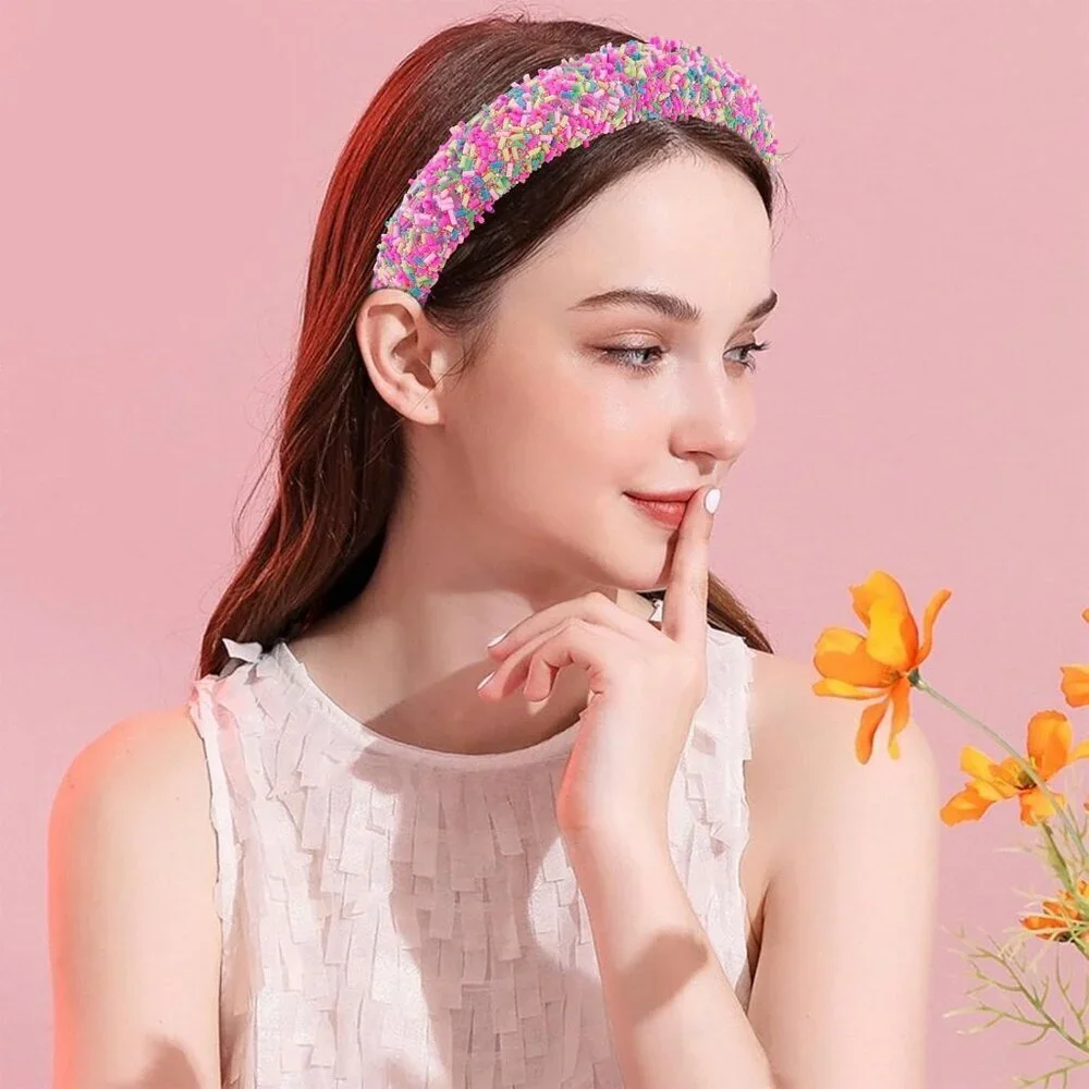 Colorful Glitter Padded Headbands for Women Casual and Party wear